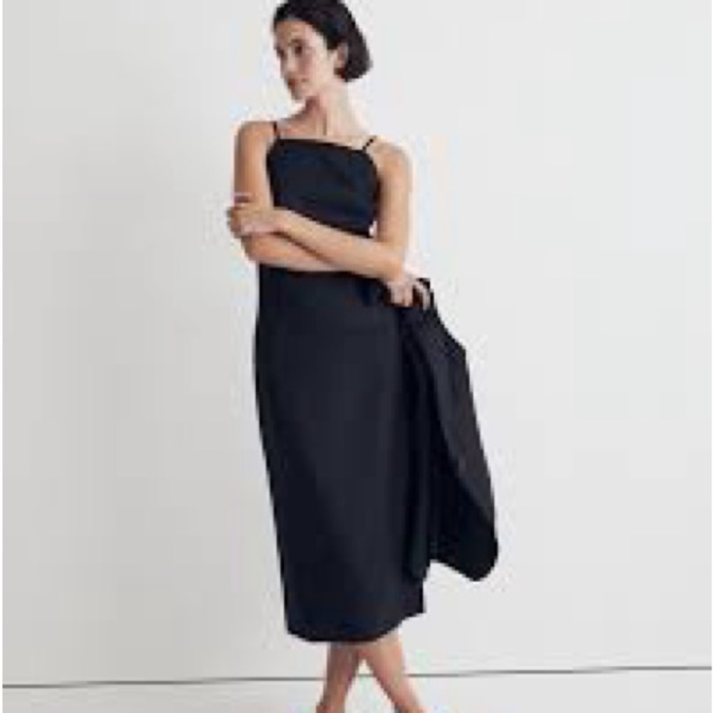 Madewell Black Slip Dress with Halter Neckline for Night Out